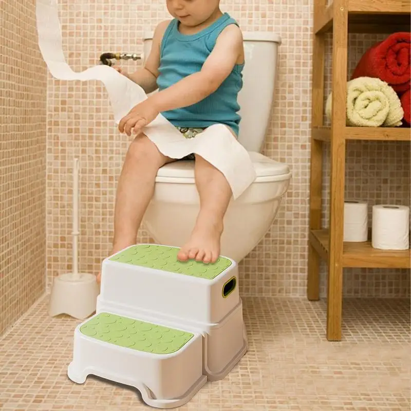 Step Stools for Kids Double Layer Non-Slip Potty Steps Multi-Function Toilet Stool Toddler Ladder for Bathroom Bedroom Kitchen