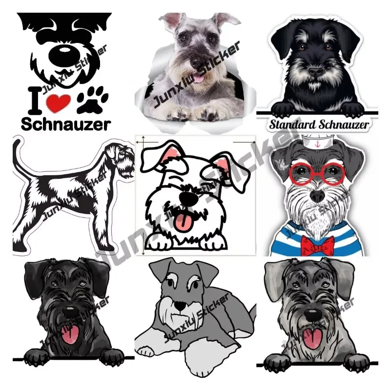 

Happy Schnauzer Stickers Funny Smile Puppy Dog Modeling Self-adhesive Waterproof Scratch-Proof Decal Accessories Personality PVC