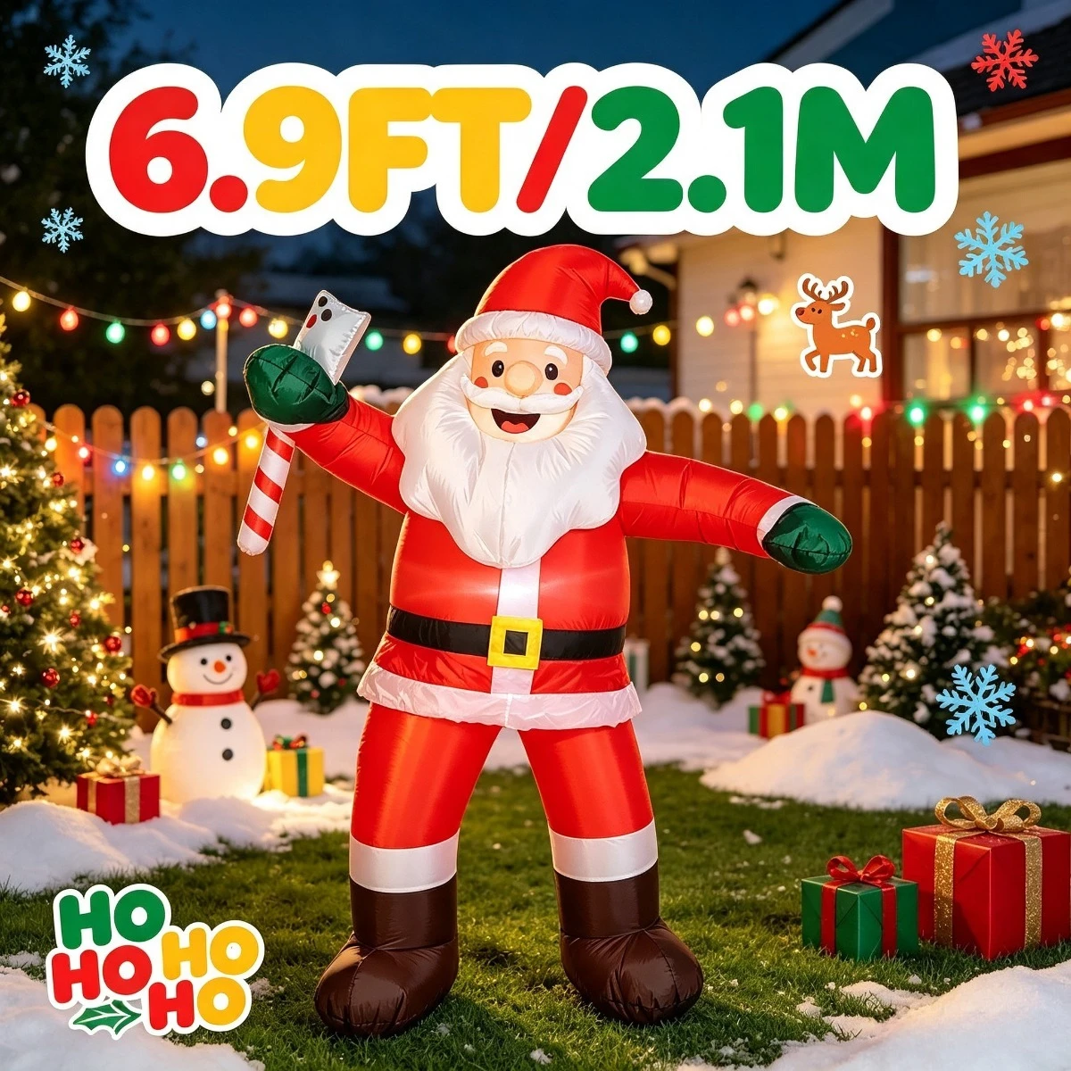 6.9FT Christmas Inflatable Santa Taking Selfie, Blow Up Outdoor Yard Decoration, Funny Holiday Ornament with Phone Party