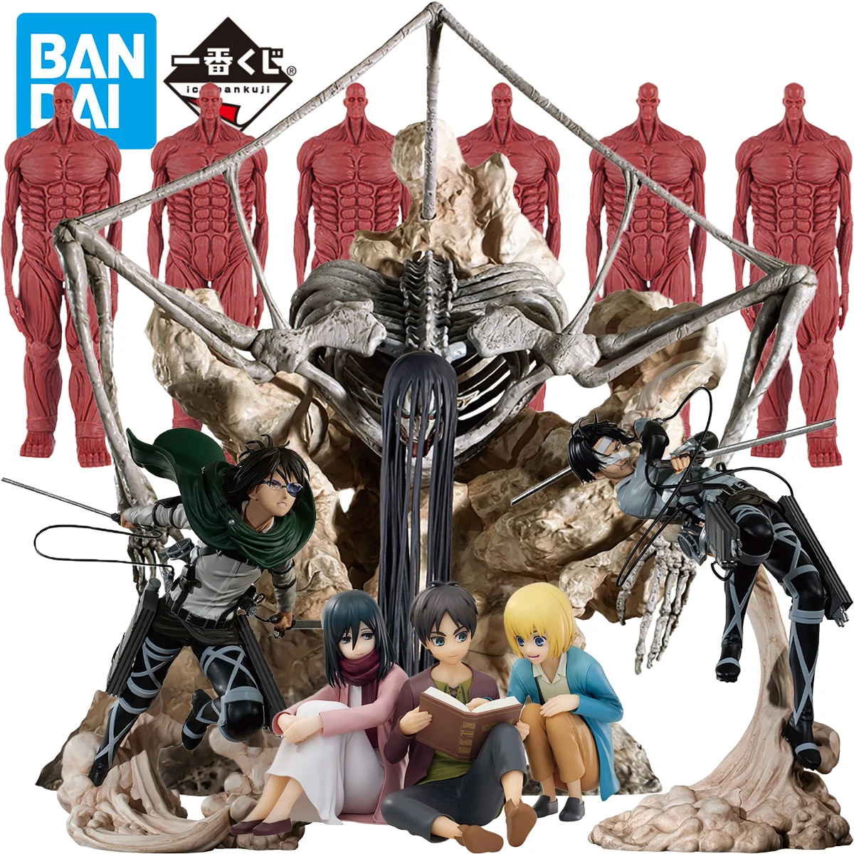 Original Bandai Ichiban Kuji Shingeki No Kyojin la temporada Final Shuubi No Kyojin Mikasa Eren Armin Levi Hange Kabe No Kyojin