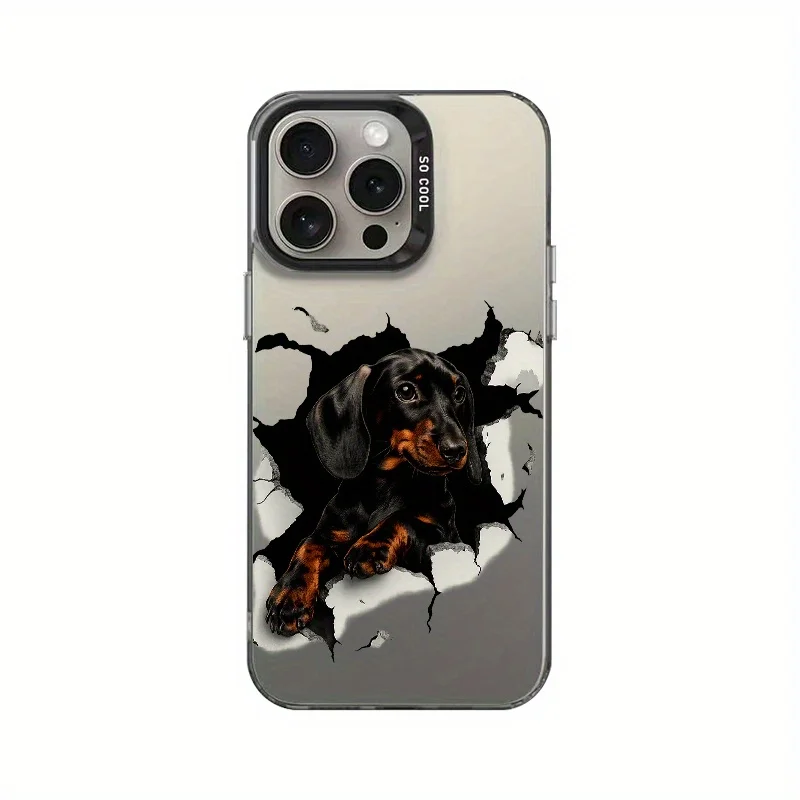 

Black dog phone case for iPhone 17 16 15 14 13 12 11 Pro/ Max/Plus shock-proof rear cover anti-fingerprint