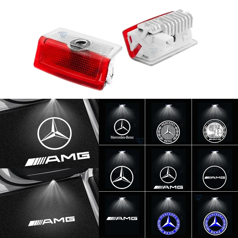 2x Car Led Logo Door Light Projector Logo For Mercedes Benz E W212 W213 W205 AMG W177 V177 W247 W176 GLA GLC X253 W246 X166 W166