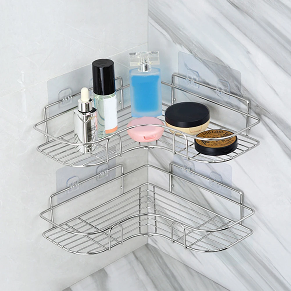 ห้องน้ำชั้นวางชั้นวางอุปกรณ์ครัว Organizer ชั้นวางมุมกรอบเหล็กอาบน้ำแคดดี้ Storage Rack ผู้ถือแชมพู