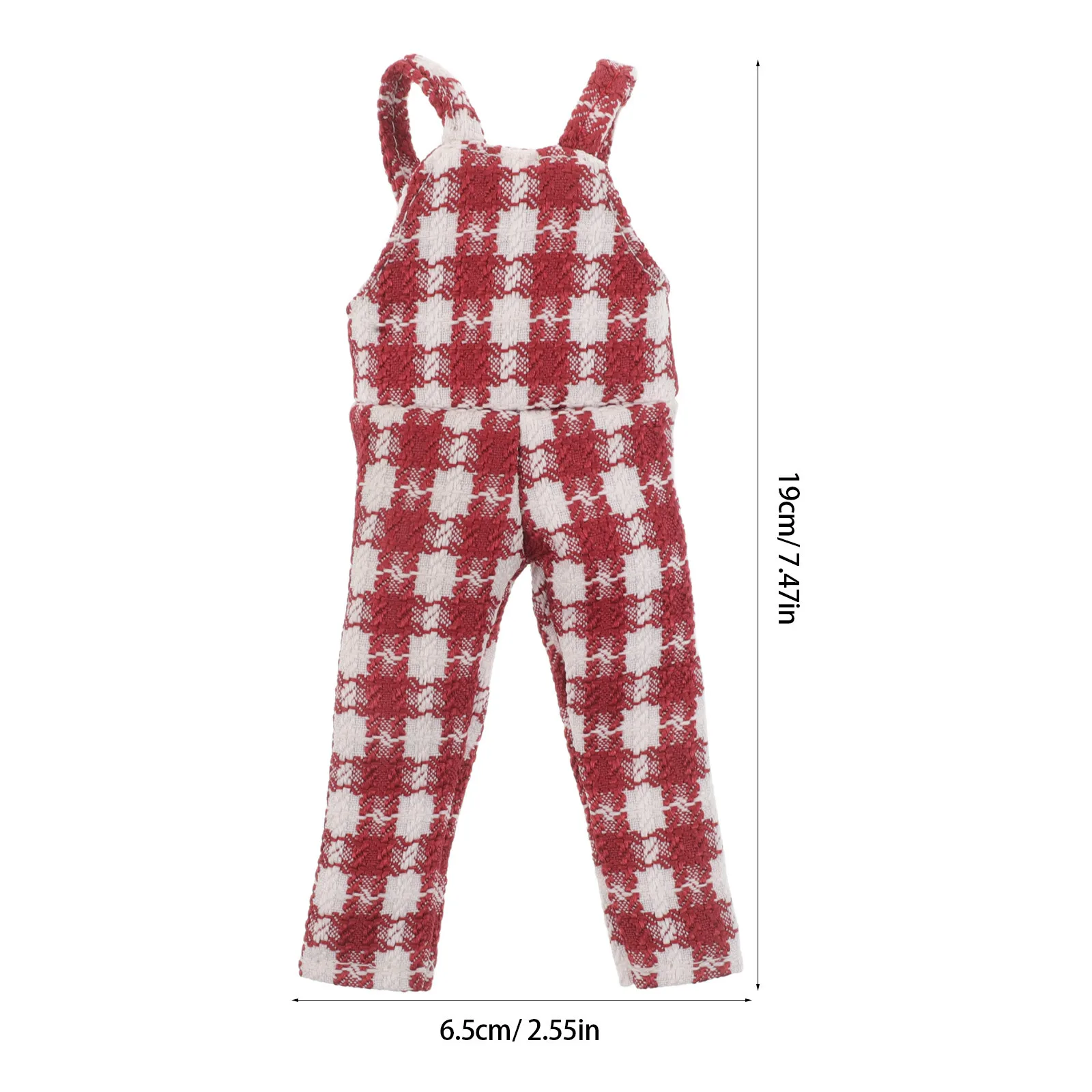 Feestelijke kerstoutfit: rood geruite elfoverall met jarretelbroekje - kledingkast met vakantiethema voor minifiguren - seizoensgebonden