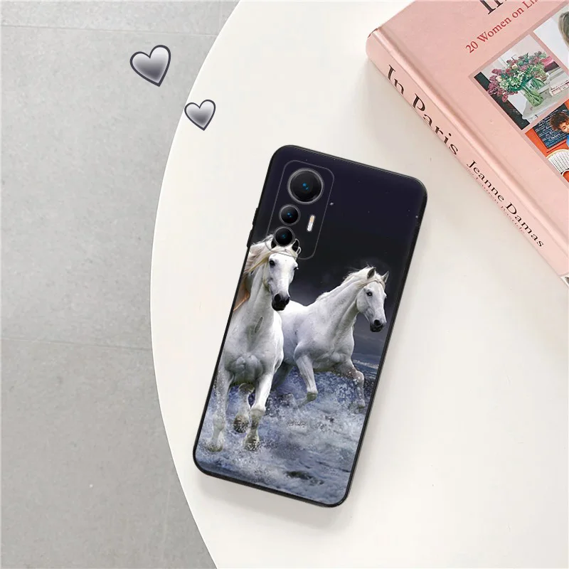 Flower Horse Soft Phone Cases For Redmi A1 10A 10C 11 Prime RedmiNote 12 Pro 11SE 11S 11E 11T 10 Lite 10S Black Matte Cover image 2