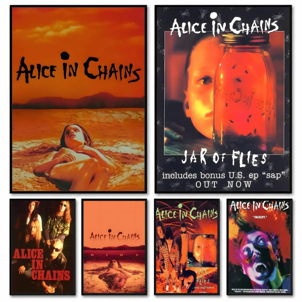 Retro Music Alice In Chains Poster Room Decor Home Wall Art Printing Waterproof Garage BedRoom Posters Gift