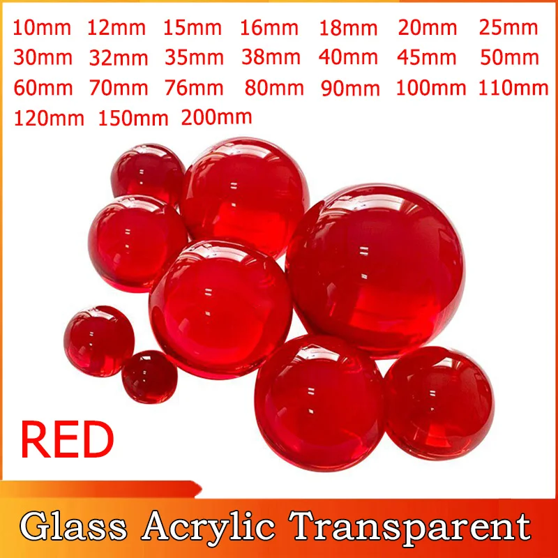 

1pcs 10~200mm Glass Acrylic Transparent Red Ball Solid Clear Crystal Balls Photography Accessories