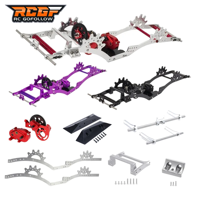 

RCGOFOLLOW LCG Chassis Rails Gearbox Set CMS Servo Panhard Mounts Bumper For 1/10 RC Crawler SCX10 Capra Axle Rigs Comp Builds