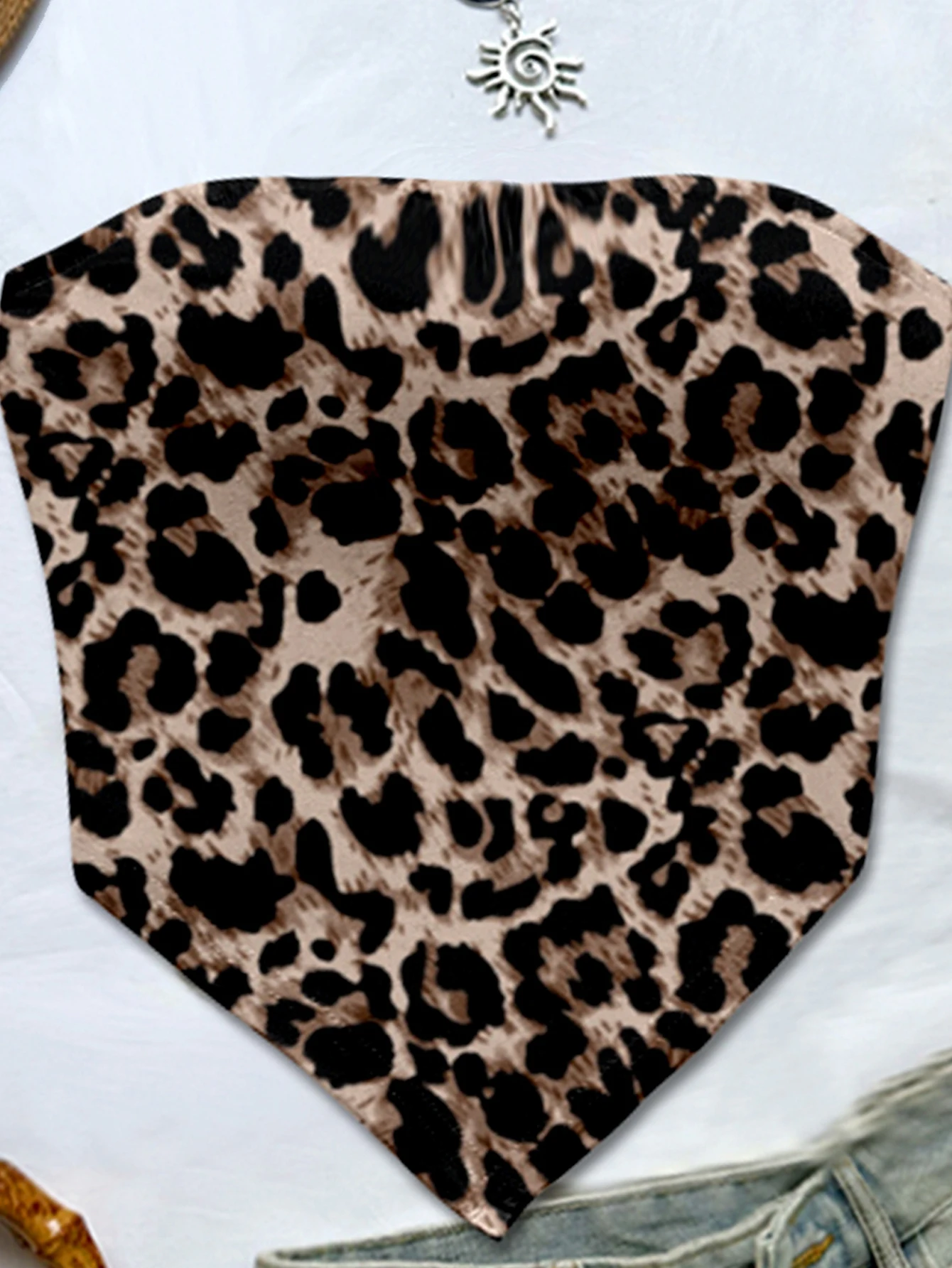 Women's Spring Summer Fall New Boho Beach Vacation Leopard Print Slim Fit Bustier Crop Stretchy Multi-Color Tops