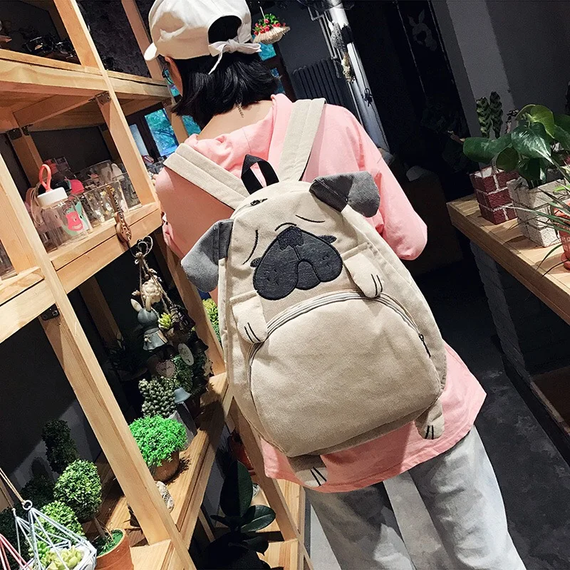 Cute Cartoon Corduroy School Bapa for Women Korean Sle Ulzzang Student Bag Dual oulder Trendy Campus Vibes Light Weight