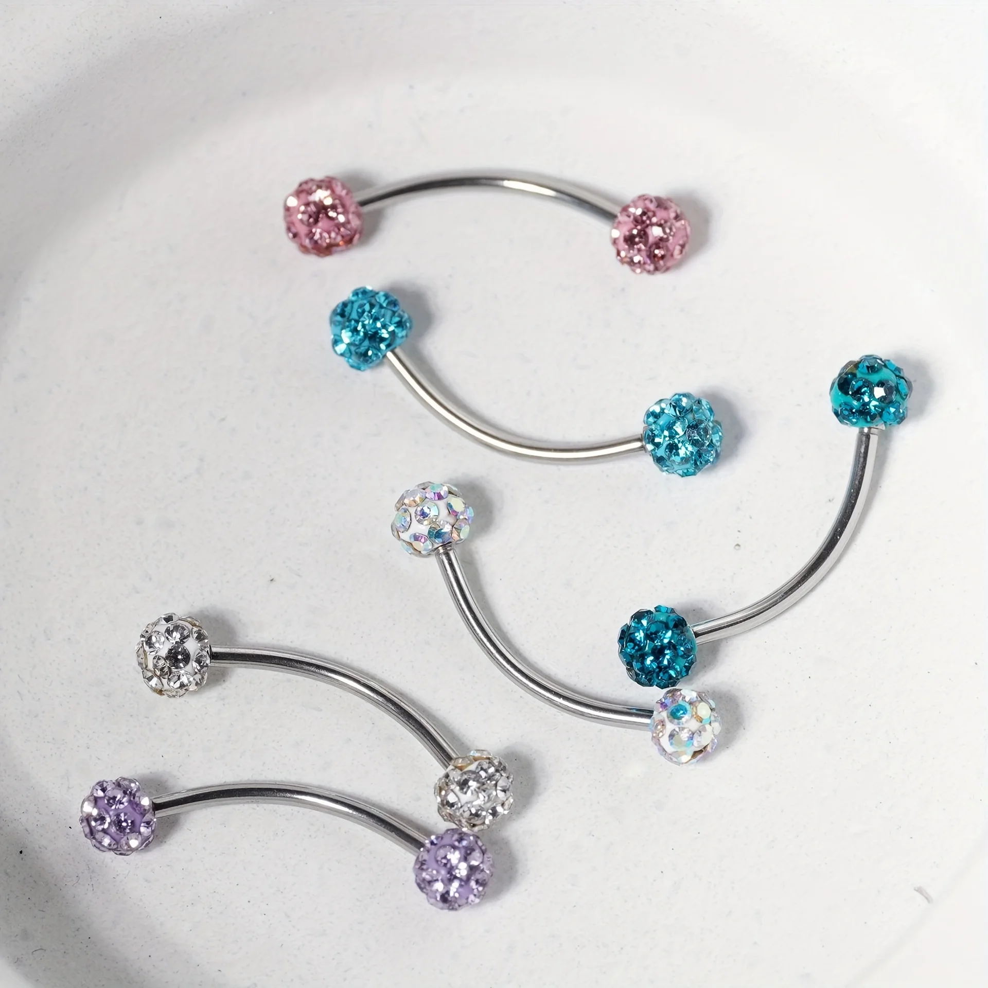 1pcs Stainless Steel 16G Curved Rod Eyebrow Studs, Ear Studs, Ear Bone Studs, Ear Lobe Studs, 6/8/10mm Length Options
