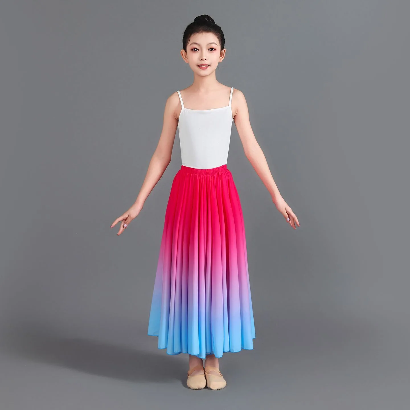 Nuove Gonne da Ballo per Ragazze, Flamenco, Danza Aperta 180-720, Gonna Sfumata per Esibizioni Classiche e Allenamento