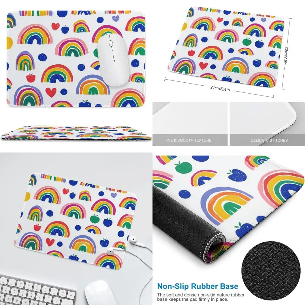 

Colorful Rainbow-Themed Mouse Pad, Compact Desk Laptop Mat with Non-Slip Rubber Base