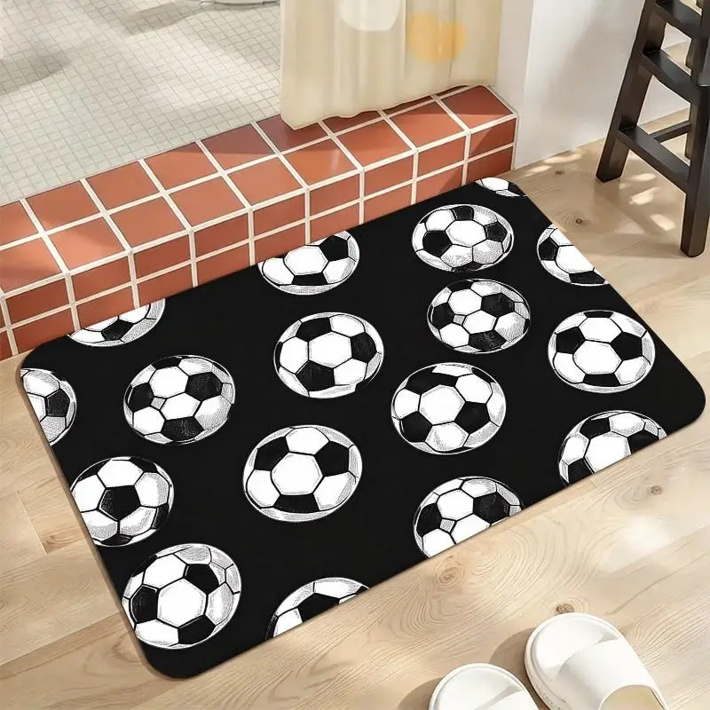 1 Piece Sketch Soccer Ball Pattern Rug, Soft Comfortable, All Seasons Suitable, Lightweight Easy To Care, Home Decor For Living Room, Bedroom, Dining Room, Room Decor For Winter, Autumn