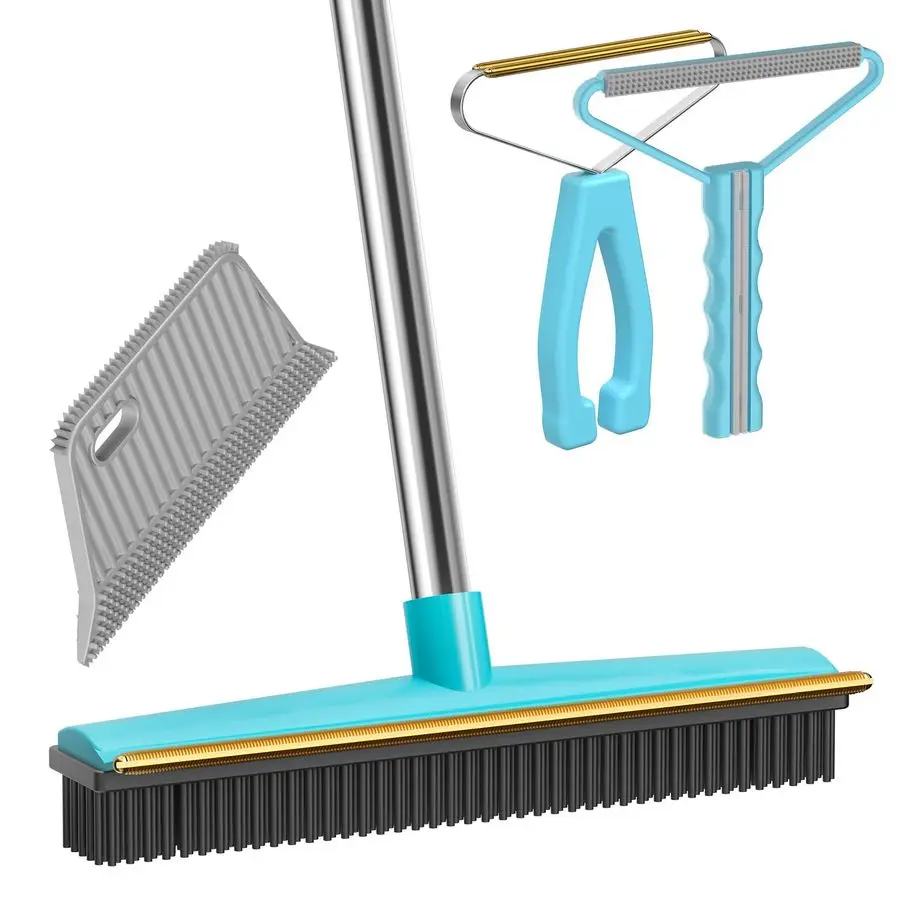 

Rake 60 Long Handle Pet Hair Removal with Metal Fabric Edge Design,Carpet Rake for Pet Hair Removal, Dog Cat Fur Remover Rubber