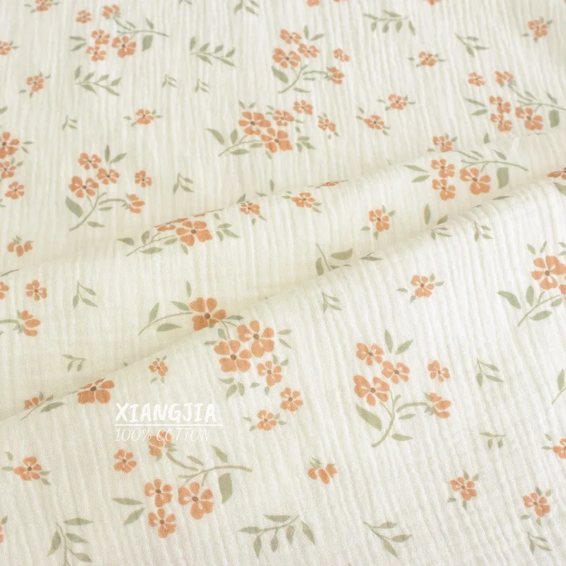 135x50 سنتيمتر طبقة مزدوجة نسيج القطن الشاش الأزهار طباعة كريب ملابس خاصة ملابس المنزل المواد جاهزة الأسهم الخياطة القماش