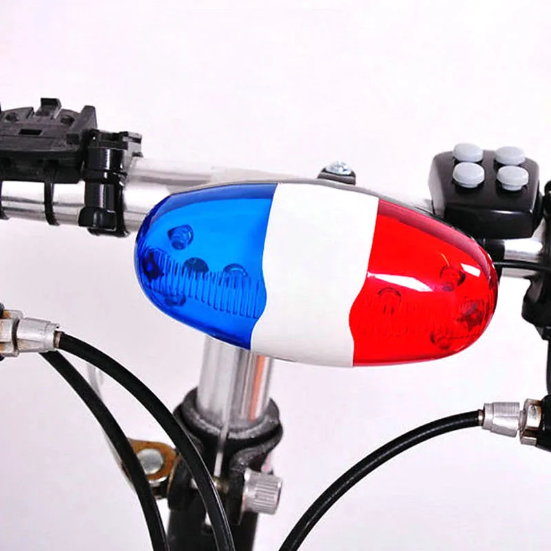 Bicycle Bell 6 LED 4 Tone Bicycle Horn Bike Call LED Bike Police Light Electronic Loud Siren Kid Accessories Bike Scooter MTB