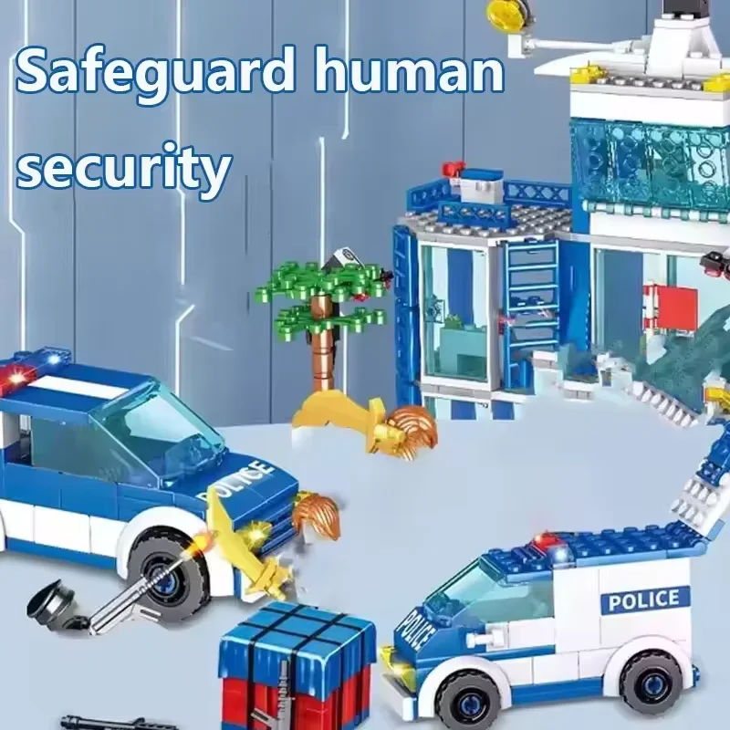 760 قطعة مدينة SWAT محطة الشرطة اللبنات نموذج مجموعات الأولاد DIY بها بنفسك شخصيات السيارات الطوب ألعاب تعليمية للأطفال الكبار الهدايا #3