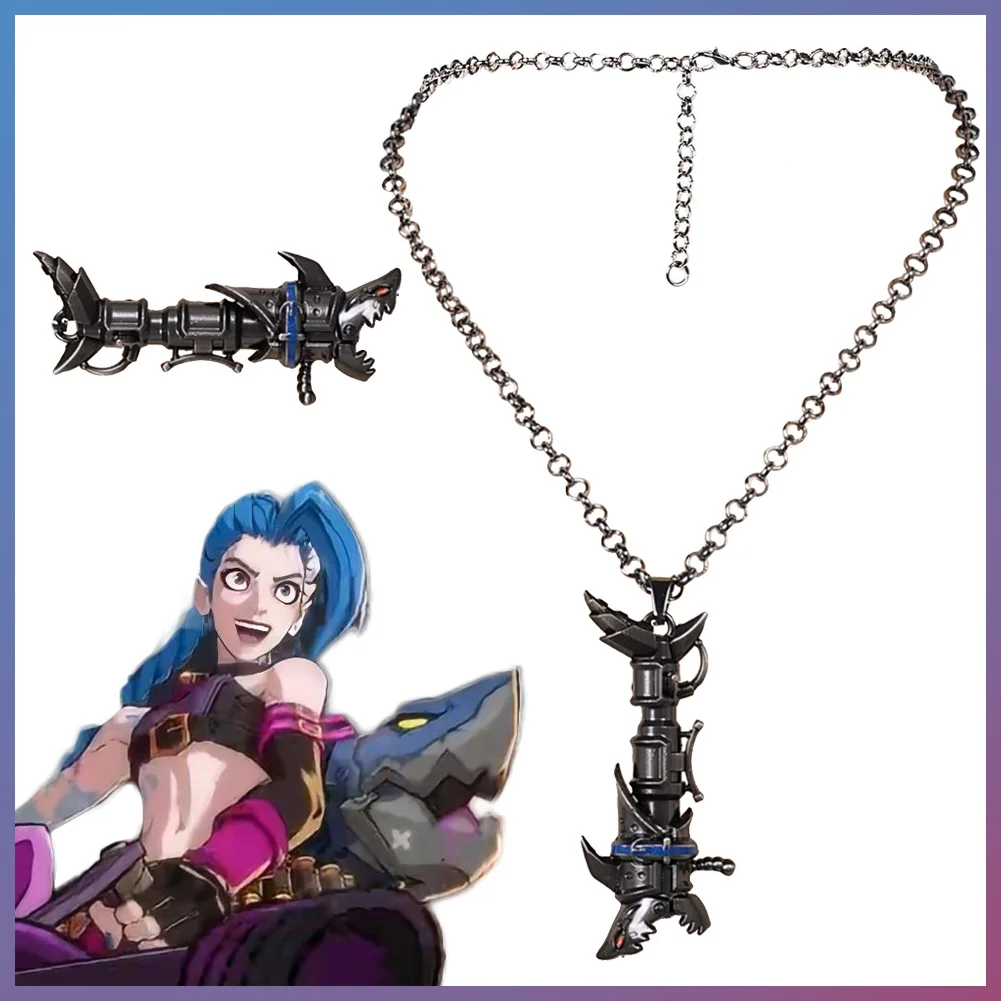 Disguise Arcane Jinx Necklace With Fishbone Pendant 2024 Game LoL TV 2 Cosplay Costume Accessories Women Fancy Party Props Gifts