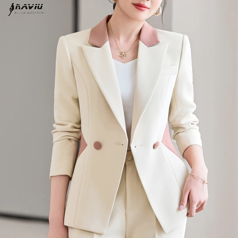 

NAVIU 2025, новинка, всесезонная женская элегантная рабочая одежда, блейзер, модный деловой стиль, женская куртка, офисное лоскутное пальто
