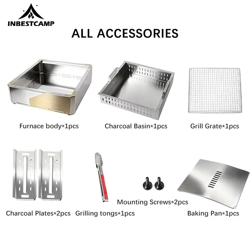 Stainless Steel Portable Camping BBQ Charcoal Grill