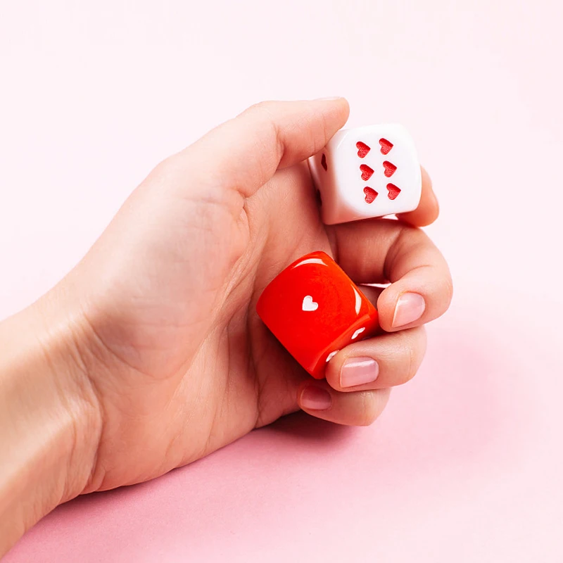 6PCS Heart Dice Poker Funny Games For Party Couple Gifts For Lovers Juegos De Mesas Para Toda La Familia Divertidos