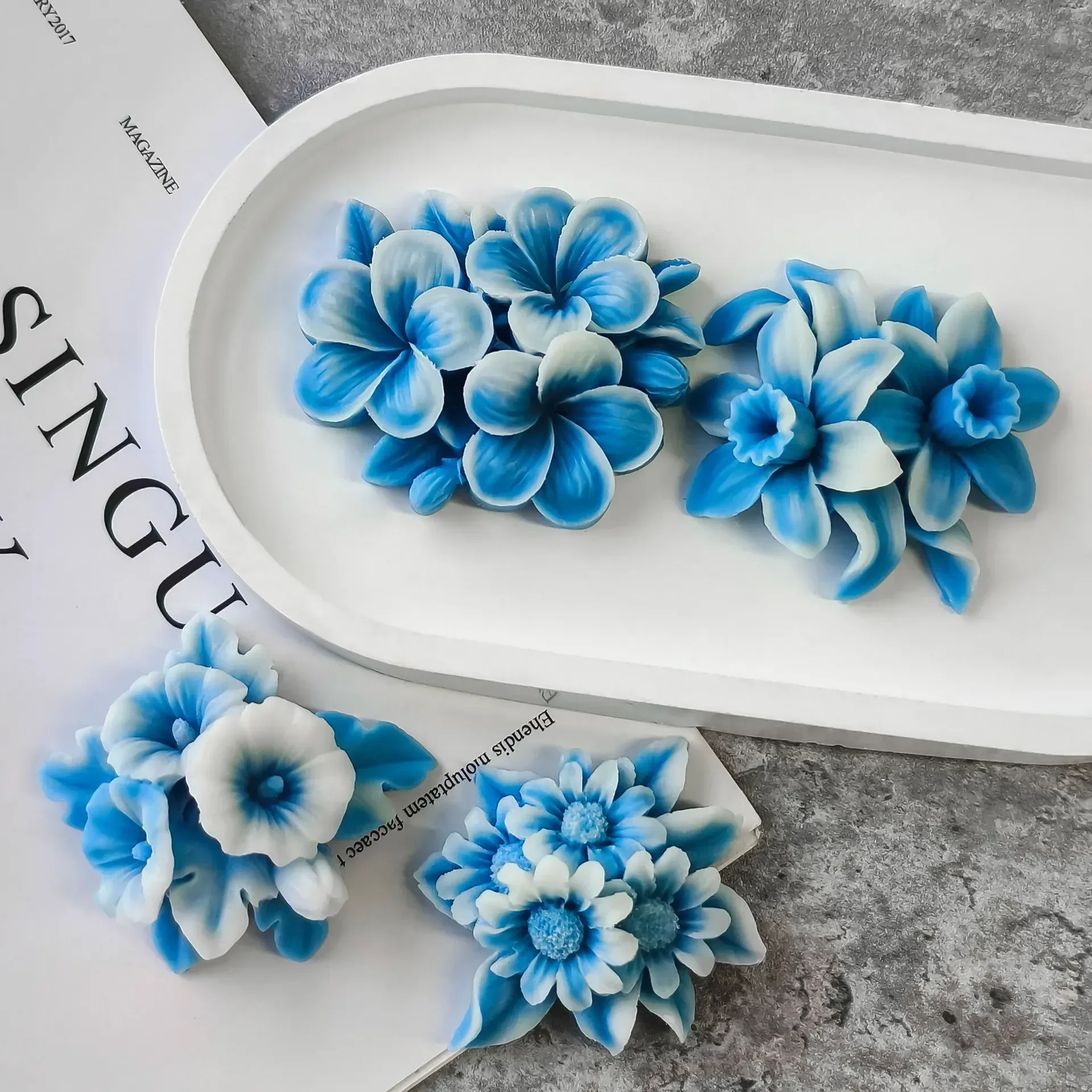 DIY Floral Resin Mold for DIY Aromatherapy Candles Diffuser Stones Plaster Handmade Soap Petal Resin Crafts and Home Decoration