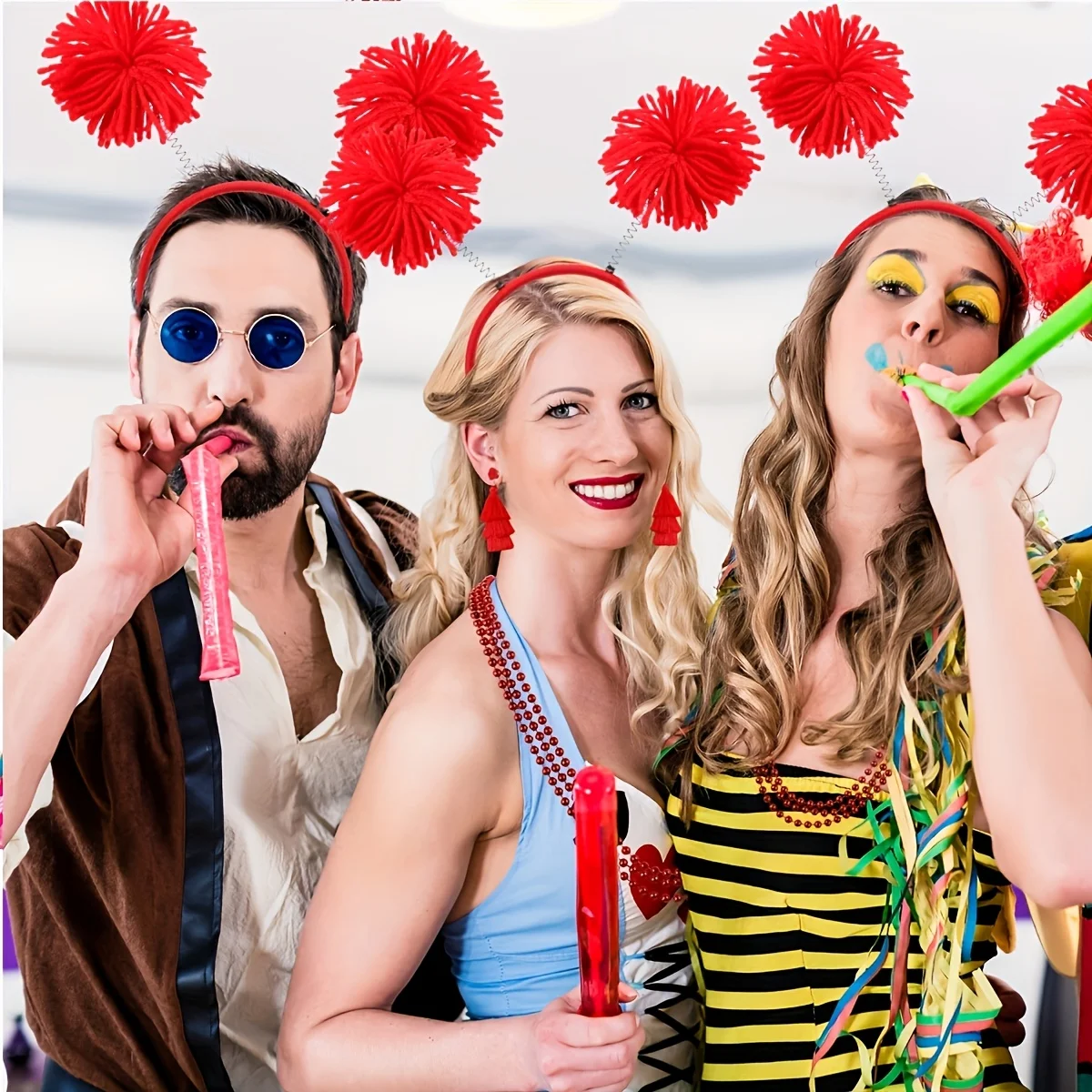 مجموعة أزياء السيدات في الثمانينات، بلاستيك، غير كهربائي، توتو، عصابة رأس، قلادة، قلادة من الخرز، إكسسوار الحفلات مع ديكور حفلات السيدات