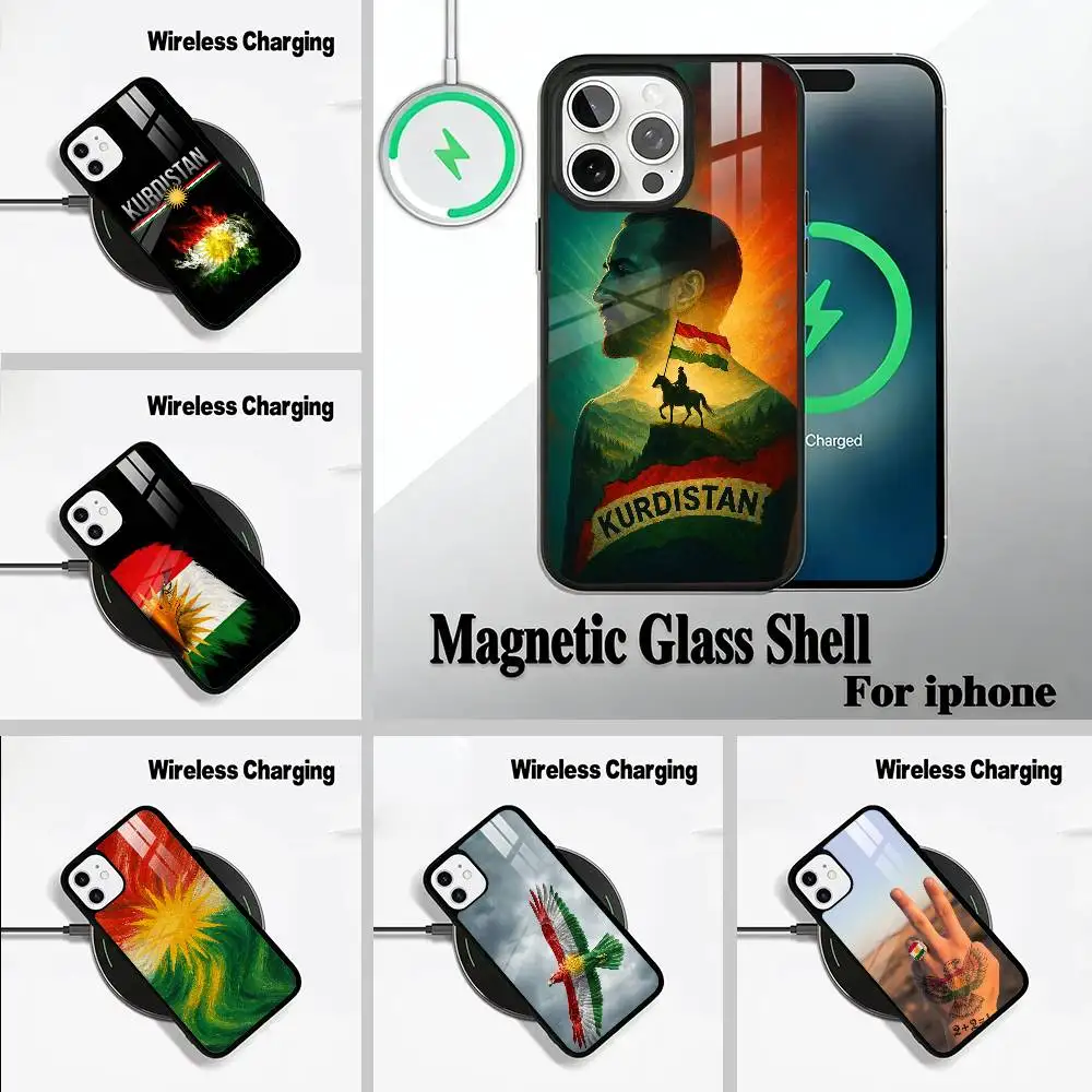 

K-Kurdistan Flag Art Phone Case For IPhone17 16 15 14 13 12 11 Pro Max 16/15/14Plus Wireless Charger Cover Funda