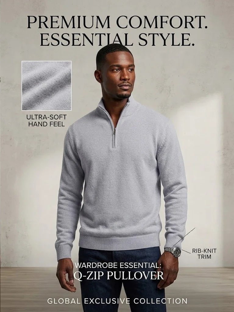 Herbst Herren Reißverschluss-Strickpullover T-Shirts Lässige Langarm Stehkragen Pullover Tops Warme Herbst-Winter-Jumper Oberteile Hemd Jacke – Detail 1