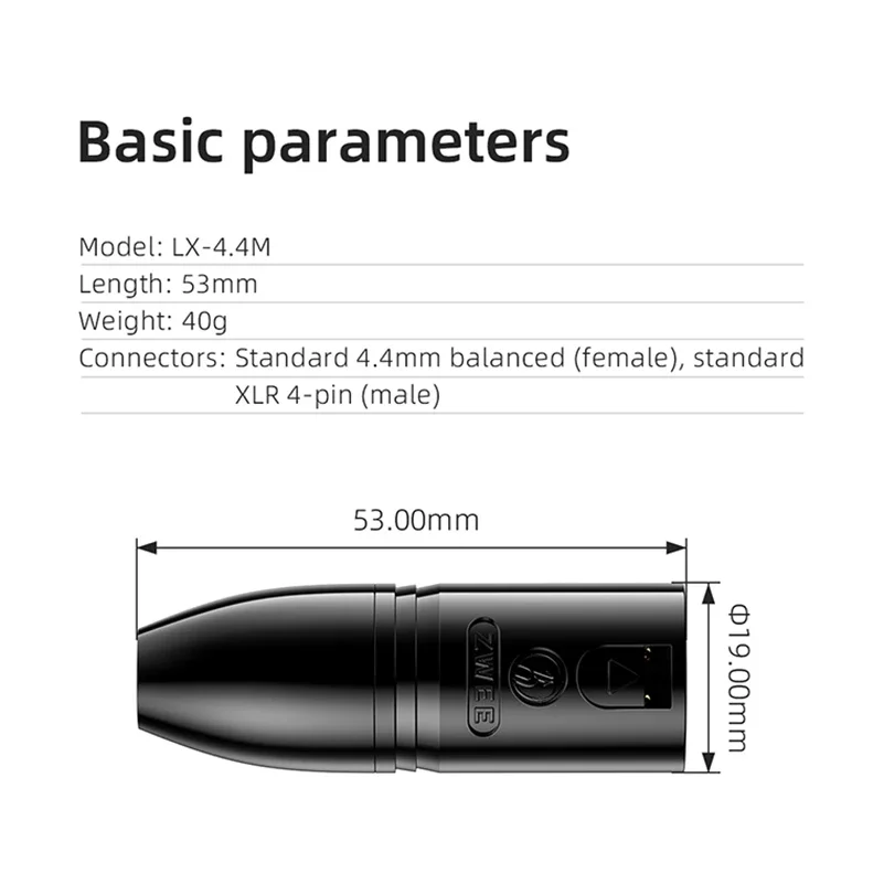 FiiO-adaptador LX-4.4M XLR de 4 pines macho a hembra equilibrada de 4,4mm para AMP/DAC
