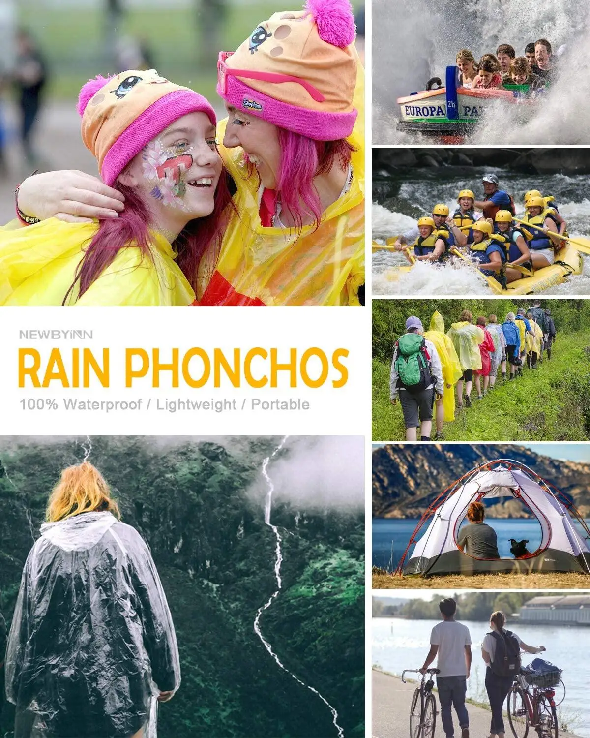 1/5/10pcs Foldable Plastic Raincoat Hiking Mountaineering Waterproof Portable Rain Coat Adults Hunting Activity Random Color