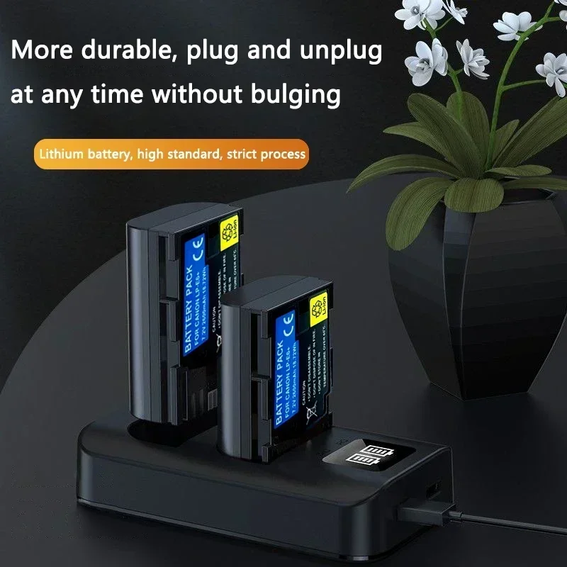 PURFIELD 2600mAh 7.2V LP-E6 LP E6 E6N بطارية + LED شاحن مزدوج لكاميرا Canon EOS 5DS R 5D Mark II 5D Mark III 6D 7D 70D 80D