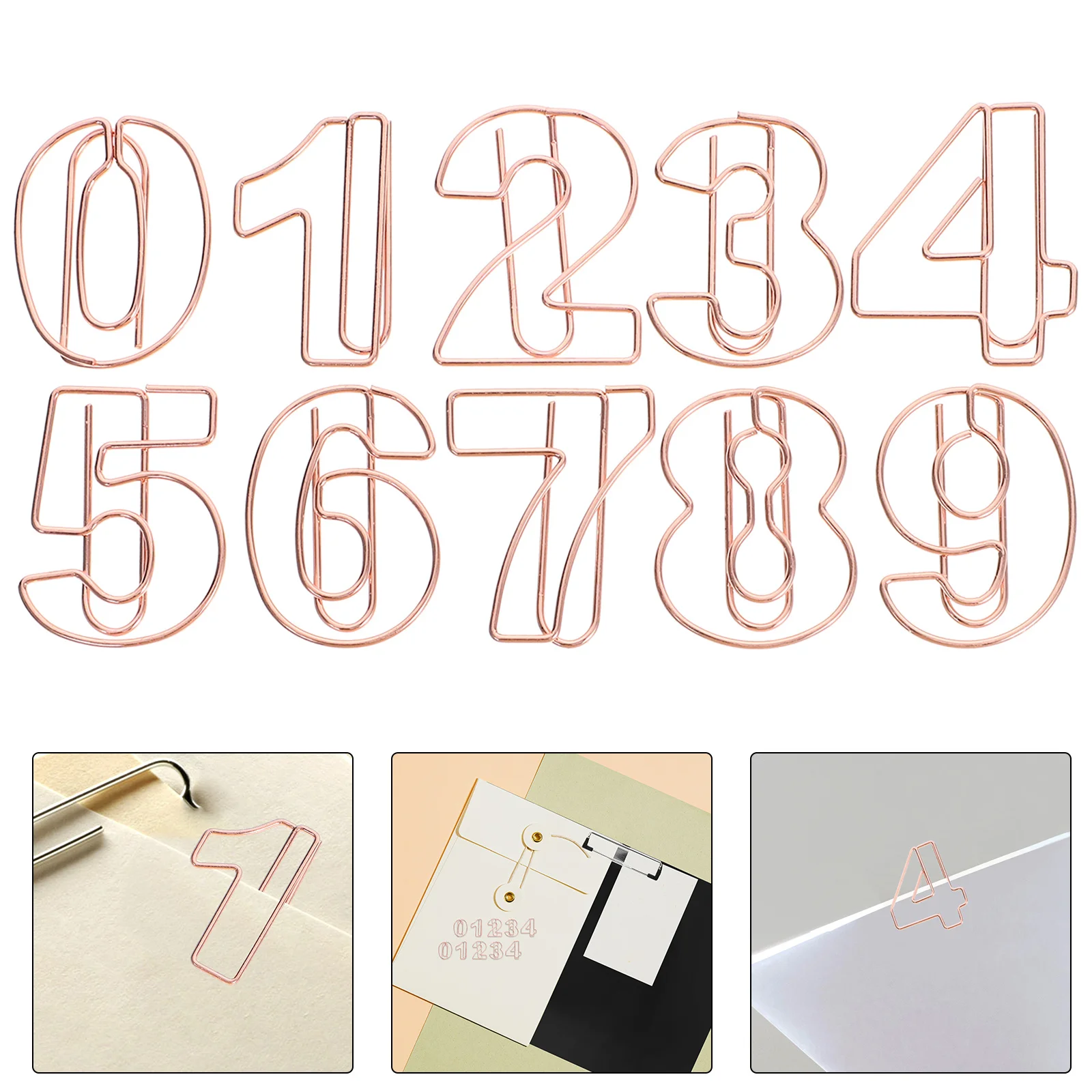 

30Pcs Number Shaped Metal Paper Clips Decorative Office File Document Clamps Small Plating Paperclips for School Home Craft