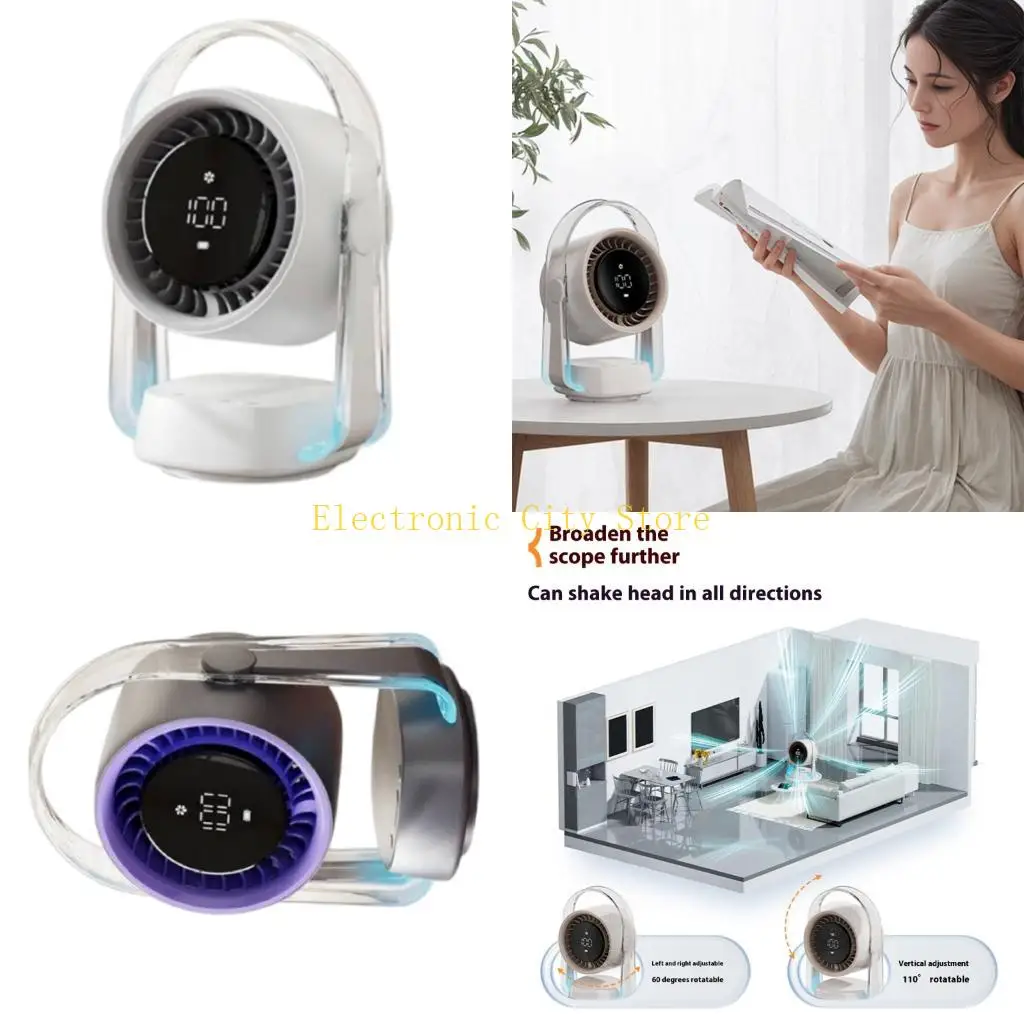

Oscillating Fan 3500mAh Battery Long Runtimes Quiet Operation Blue Light HU8D