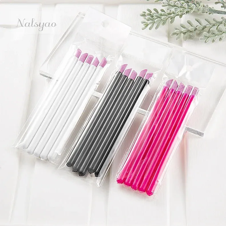 5Pcs Quartz Pen Nail Cuticle Pushers Manicure Stick Nail Files Grinding Pen Dead Skin Remover for Natural Nail Care