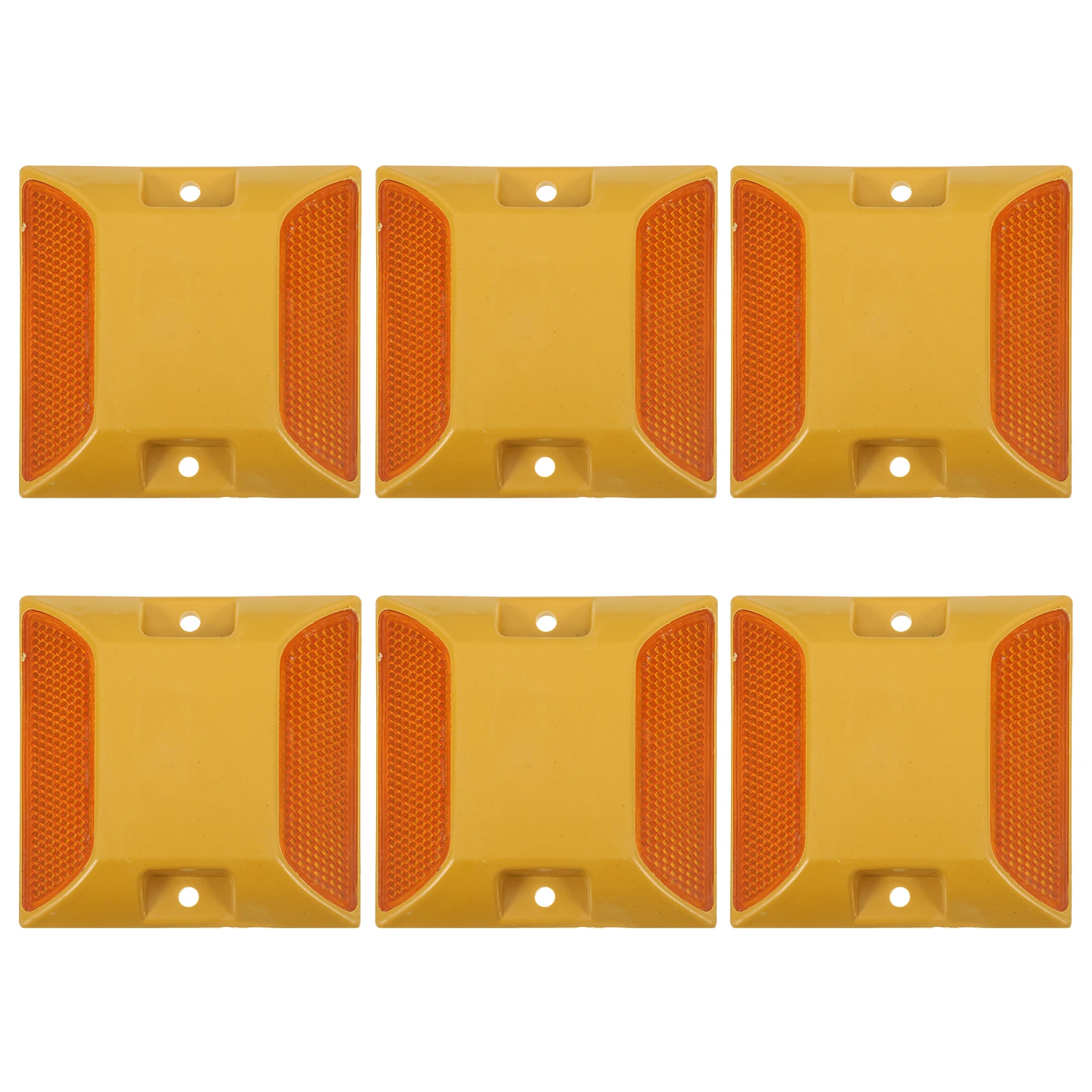 6pcs Reflective Road Driveway Traffic Safety Raised Design Plastic Reflectors For Night Driving Heavy Duty Pavement Lane