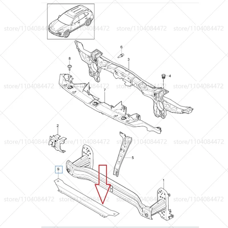 For PORSCHE 2011-2014 CAYENNE 92A Lower Crossbeam Of Water Tank OEM 95850555200