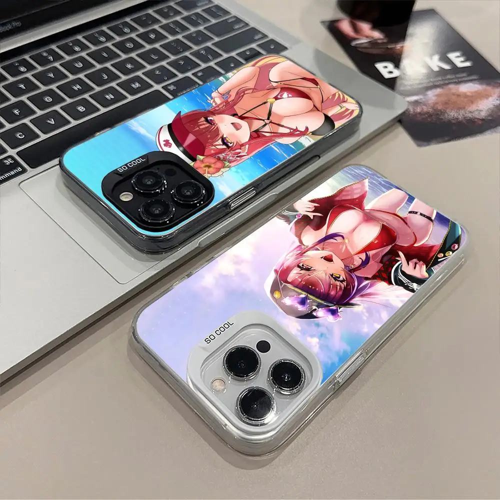 

Чехол для телефона Anime Houshou Marine для iPhone 17, 16, 15, 14, 13, 12, 11 X XR XS 8 7 Pro Max Plus, полупрозрачный цветной защитный чехол