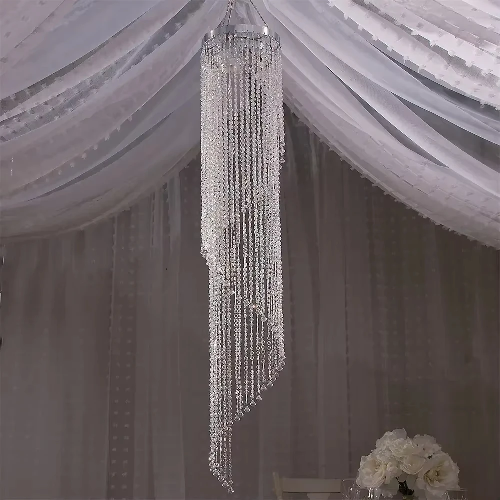 

Роскошный хрустальный кулон для свадебной сцены, зала, потолка, подвесное украшение, тонкая спиральная хрустальная переливающаяся бусина 120-180 см