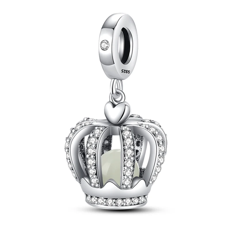 

100% стерлингового серебра 925 пробы, подвеска из бисера, 3 мм, дизайн короны, элегантный DIY, оригинальные ювелирные изделия, модный аксессуар ﻿