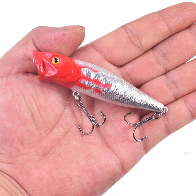 1 Pcs Popper Fishing Lures 9cm 12.5g Top water Wobblers With 6 # Treble Hooks Artificial Bait for Bass Catfish Fishing Tackle