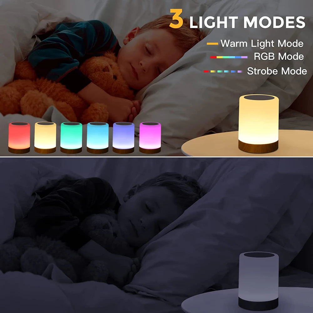 Touch the Night Light, Table Lamp, Bedroom Bedside Lamp, Color Light, Ambient Light, Color Changing Light, Dimmable USB Charging