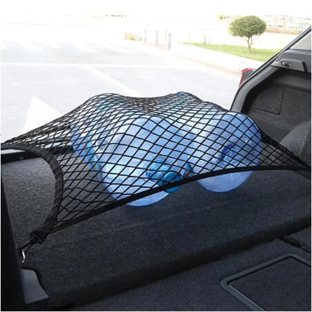 For Chevrolet Tahoe GMC Yukon Car Trunk Pocket Luggage Storage Cargo Organiser Hooks Nylon Elastic Mesh Net Car Accessories