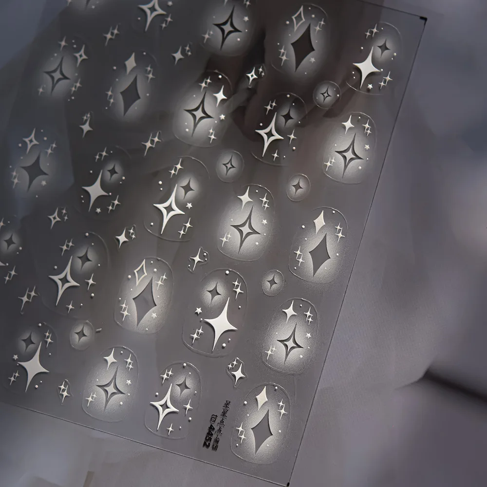 Shiny Red Stars 5D Nail Art Sticker Metallic Shimmering Glitter Five Pointed Star Self-Adhesive Decoration Manicure Decal DIY