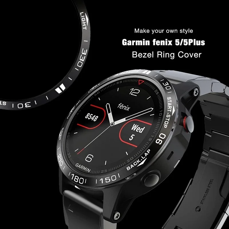 For Garmin Fenix 7 7X 6 6X Pro 6X Sapphire Bezel Ring Stainless Steel Engraved Time Unit Adhesive Scratch Resistant Case