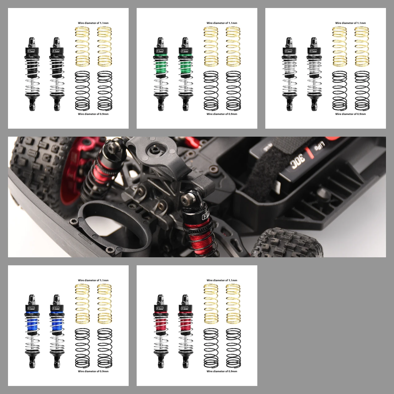 

7075 Alloy Front/Rear Adjustable Progressive Spring Shock For ARRMA 1/18 Granite Typhon Mojave Grom