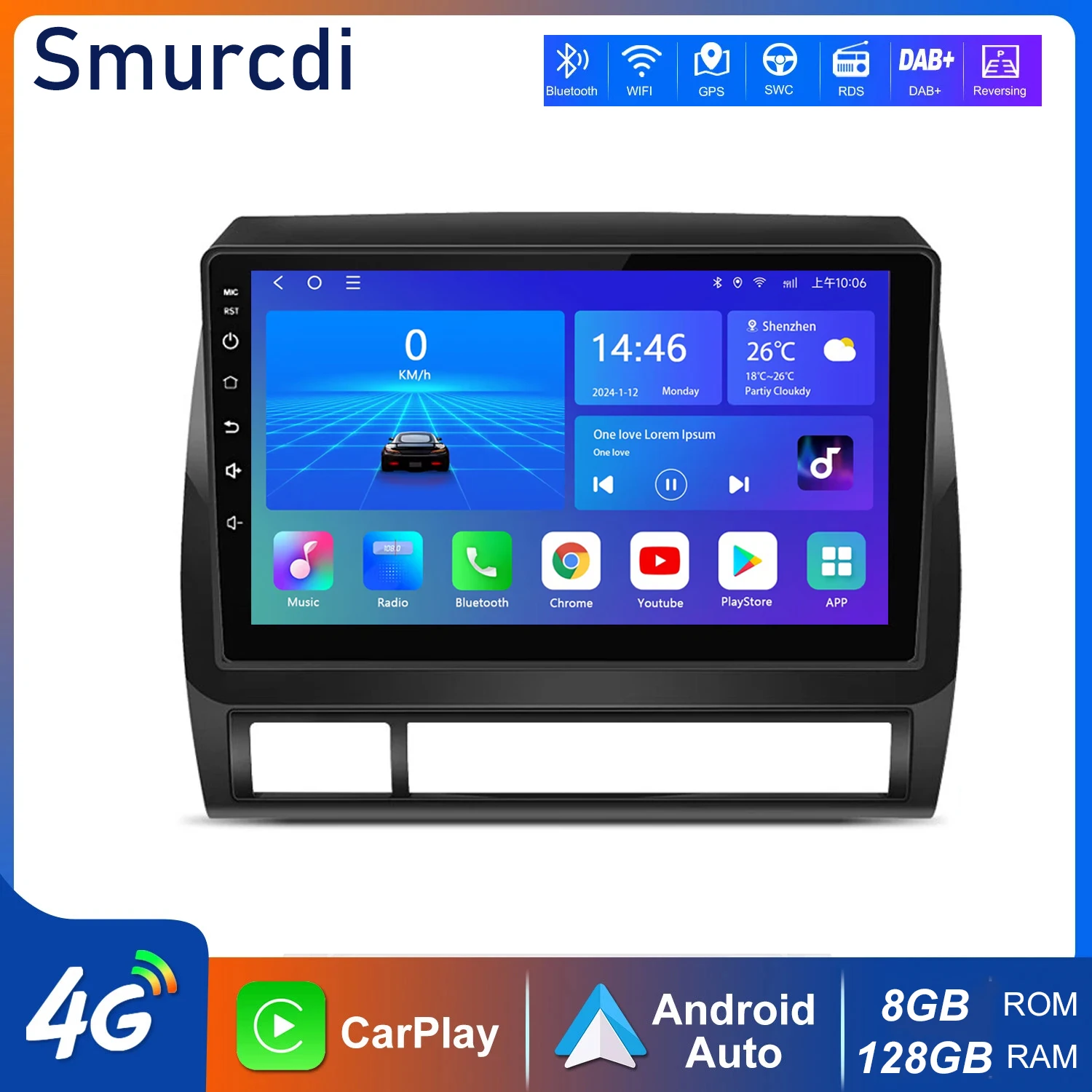 

9"Inch Android 14 Car Radio For Toyota Tacoma 2 Hilux 2005-2013 Multimedia Player Wireless Carplay Android Auto Stereo GPS WIFI