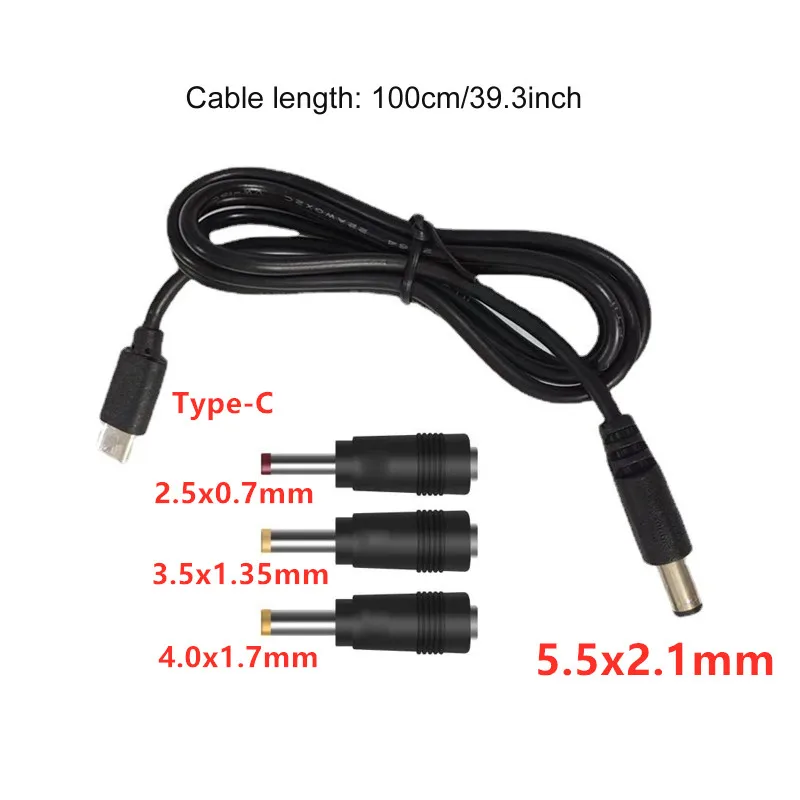 USB C Type-C to DC 5.5x2.1mm 2.5x0.7mm 3.5x1.35mm 4.0x1.7mm Plug 5V Power Cable for Router LED Light Fan Any 5V Devices