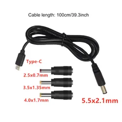 USB C Type-C to DC 5.5x2.1mm 2.5x0.7mm 3.5x1.35mm 4.0x1.7mm Plug 5V Power Cable for Router LED Light Fan Any 5V Devices